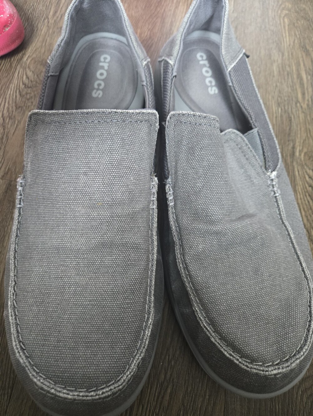 CROCS Men’s Gray Canvas Slip-On Loafers